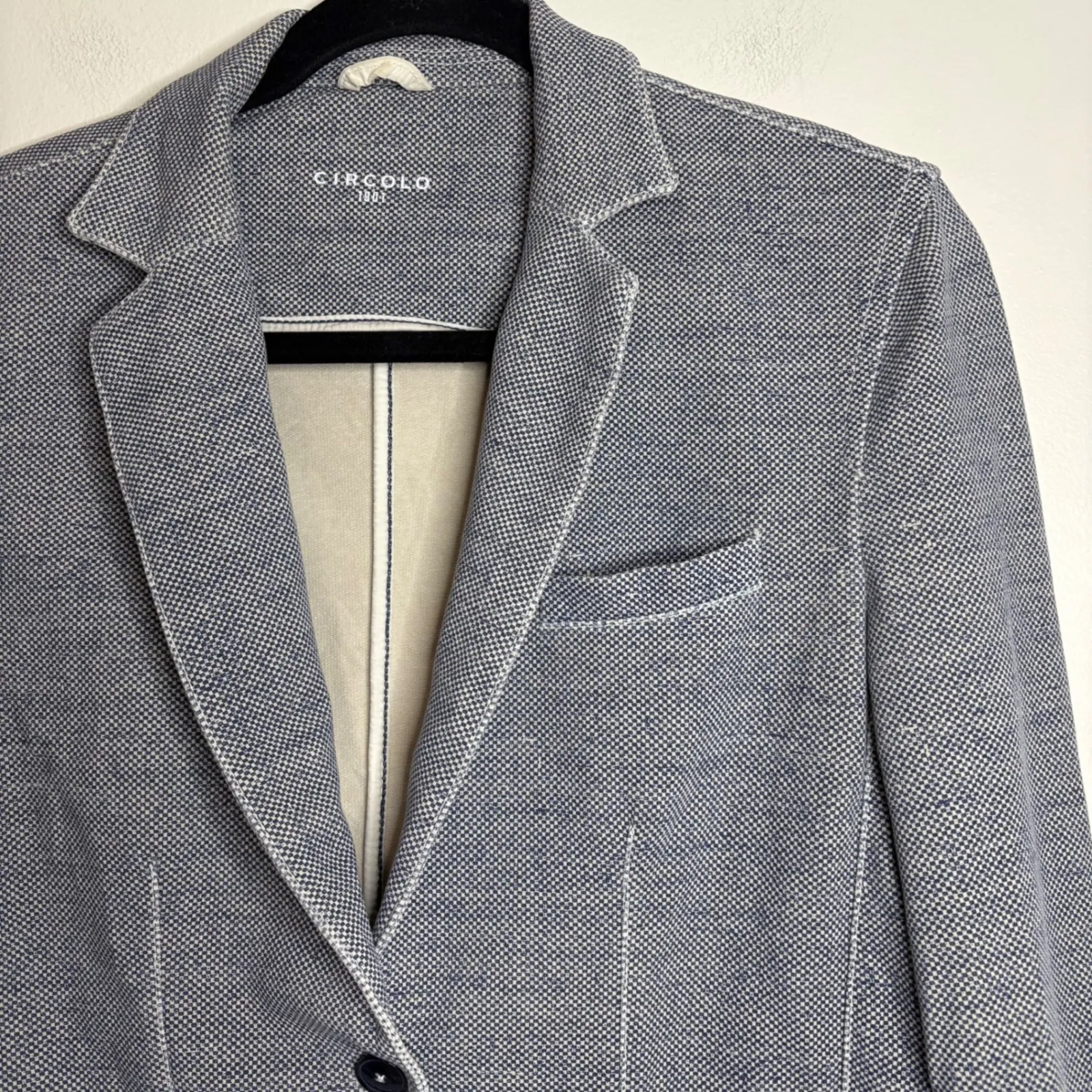 Circolo 1901 Blazer Jacket Size 46 IT Navy Blue Cotton Blend Jersey Knit Classic - Image 2