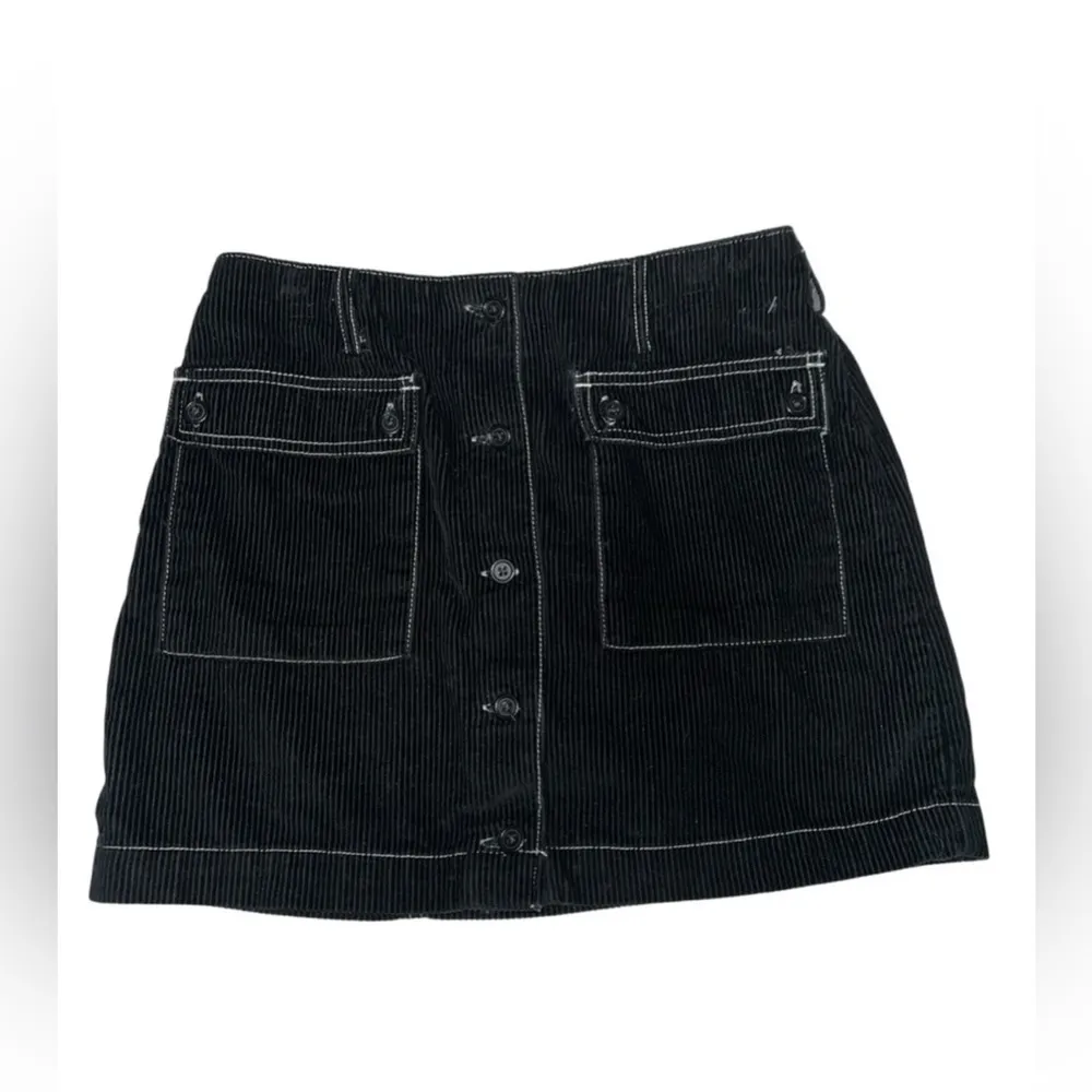 BDG Black Corduroy Skirt with White Stitching - Image 3