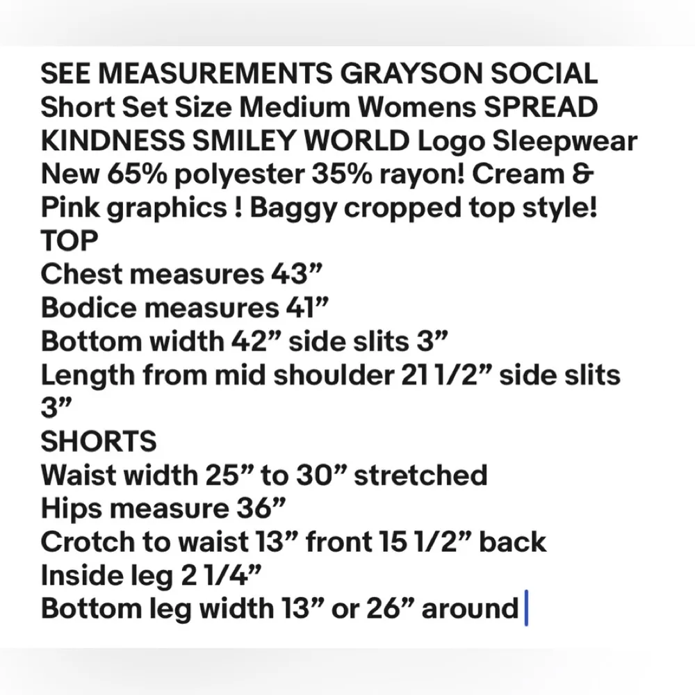GRAYSON SOCIAL PJ Short Set Size Med Womens SPREAD KINDNESS Logo Sleepwear New - Image 9