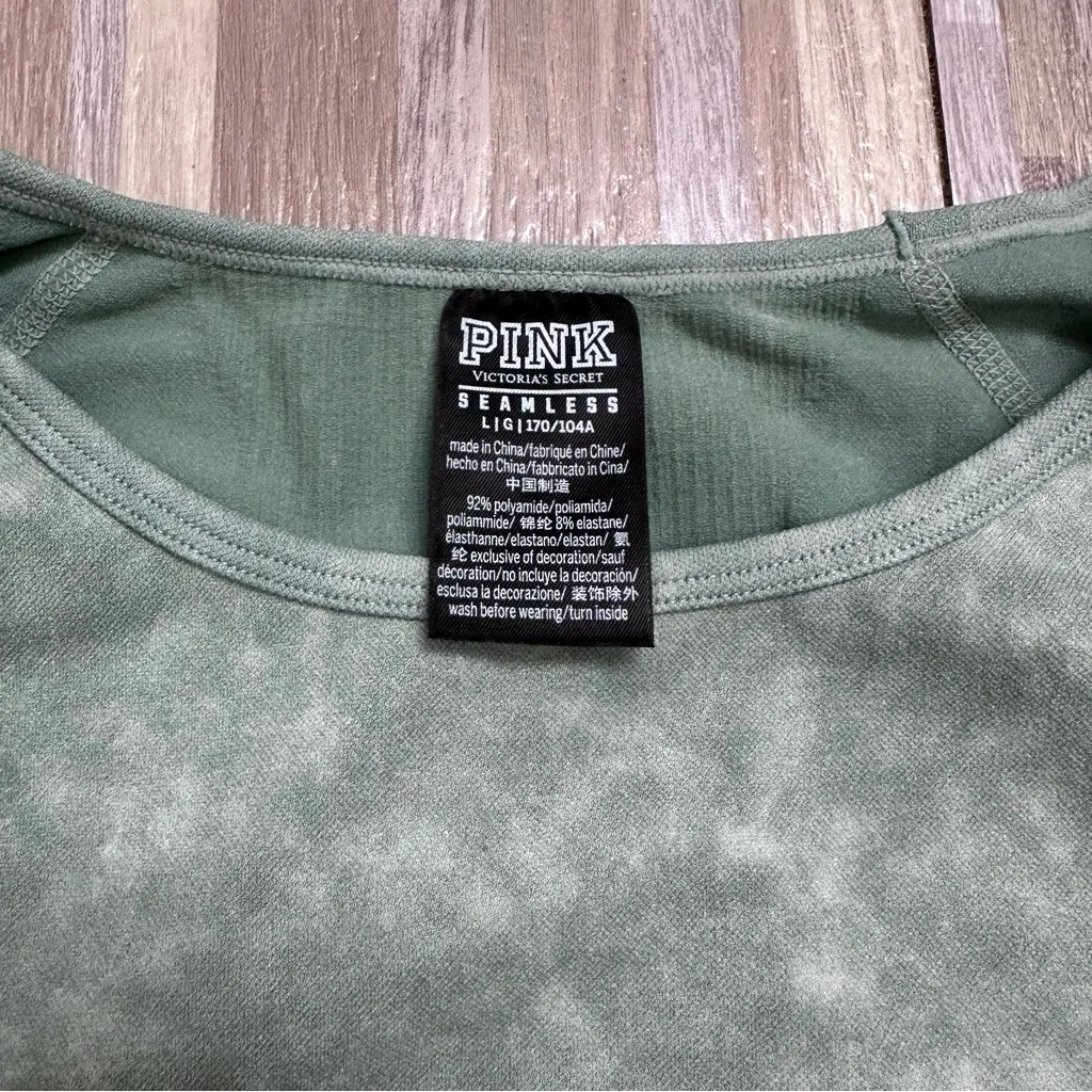 PINK Victoria's Secret Sage Long Sleeve Cropped Shirt with Thumbholes Large - Image 5