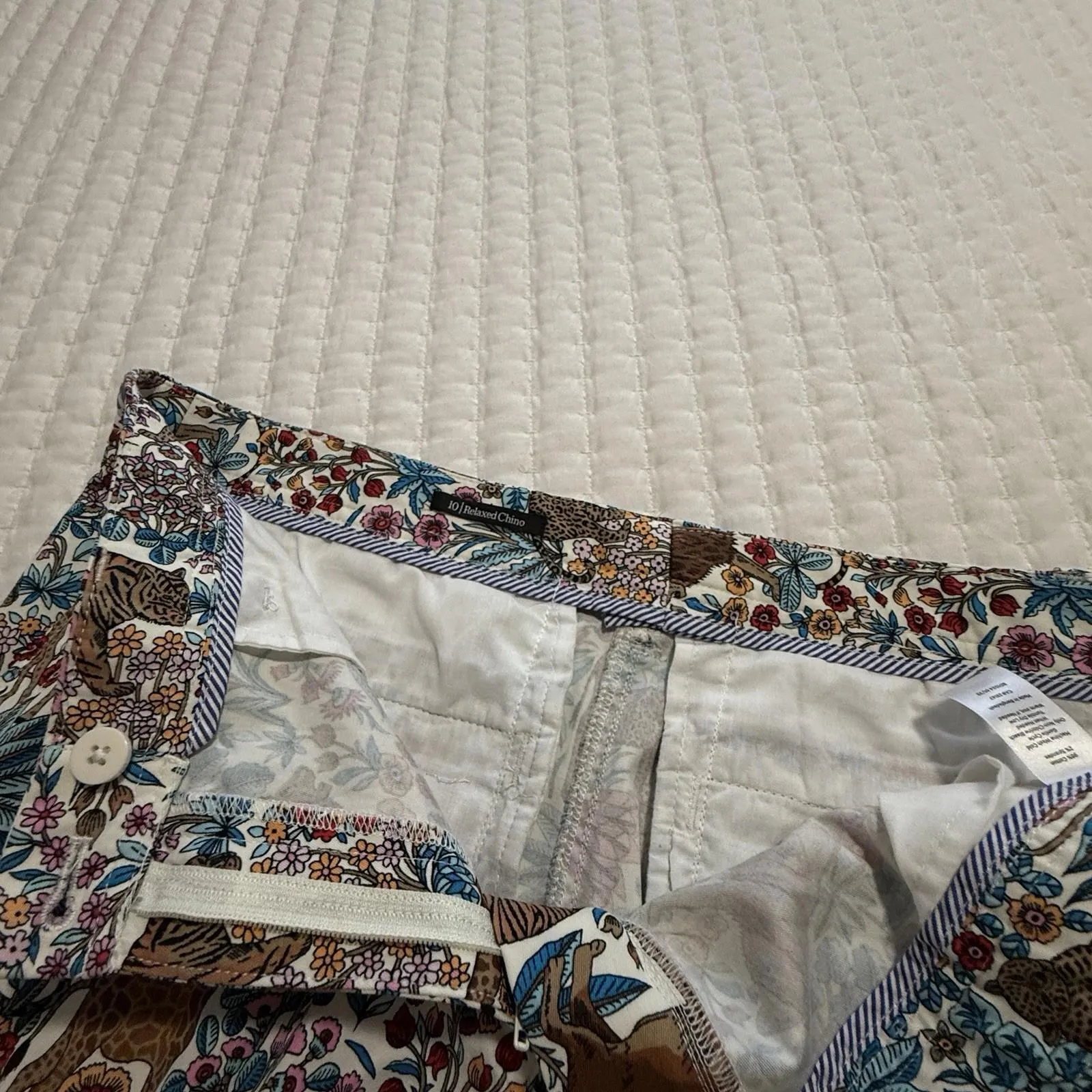 Talbots Pants Tropical Safari Animals Relaxed Chino Sz 10 Lion Giraffe Tiger Etc - Image 6