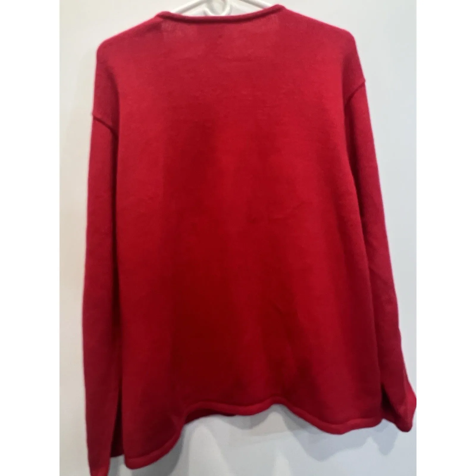 Vintage Crystal Kobe Knitted Christmas Sweater Cardigan Snowman Snowflakes Large Red - Image 8