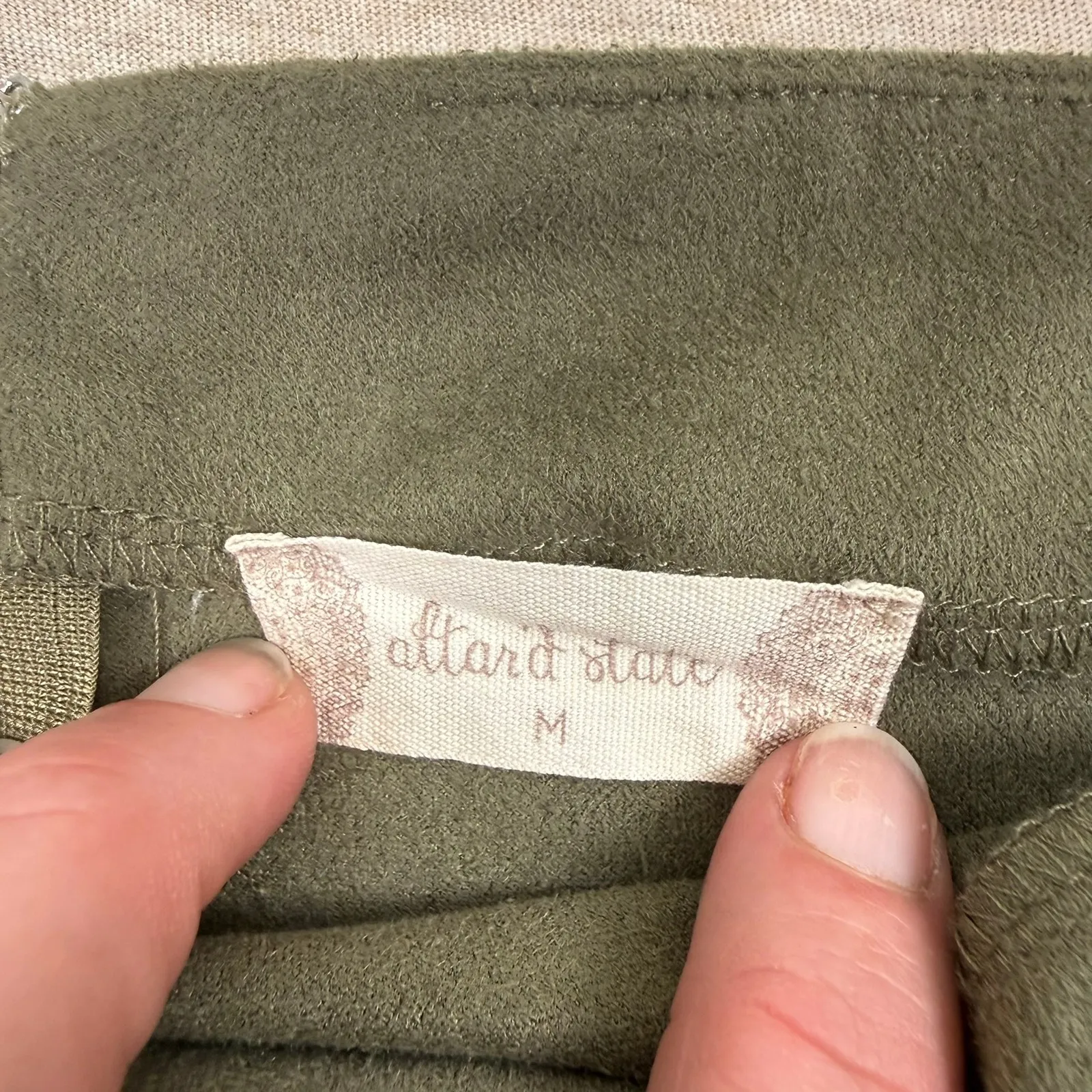 Altard State Olive Green‎ Faux Suede Wrap Mini Skirt Medium Style HF19H112 - Image 2