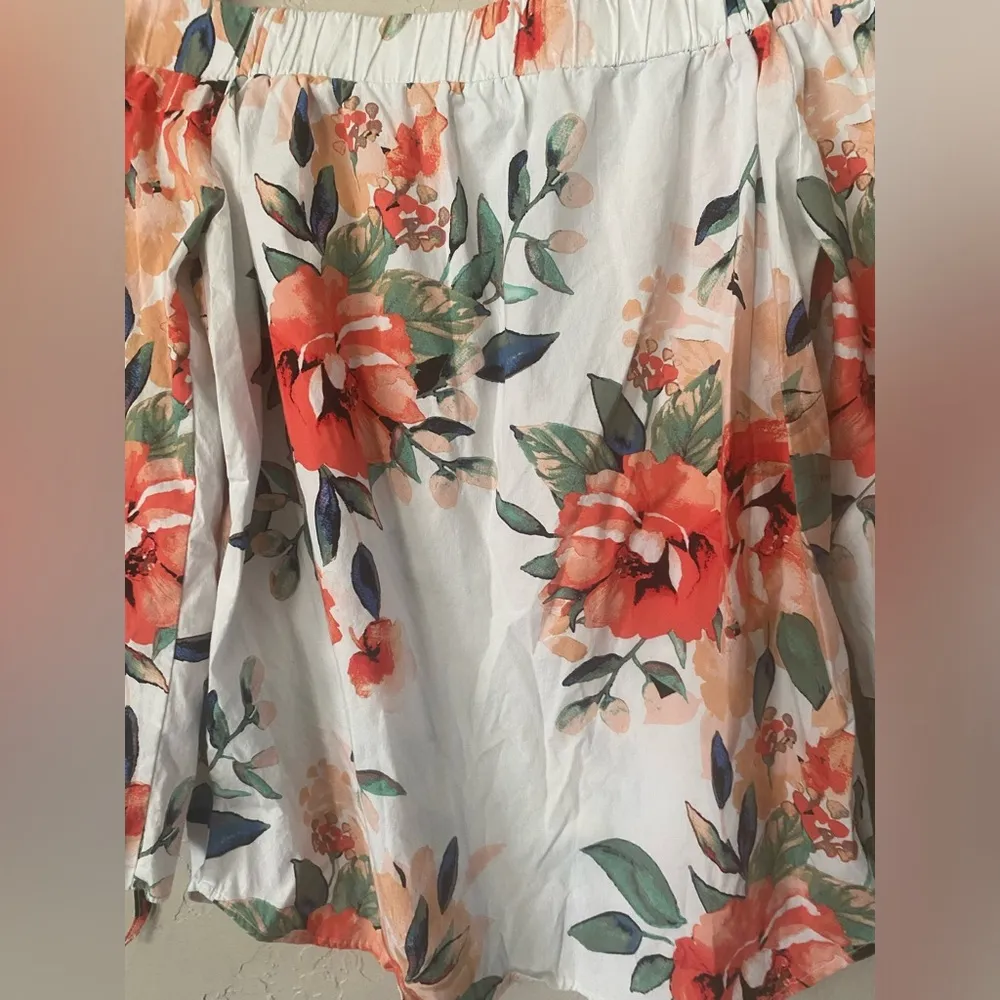 Adrienne Floral Blouse Women's S Shirt 3/4 Sleeve Boho Tie Sleeve Off Shoulder - Image 11