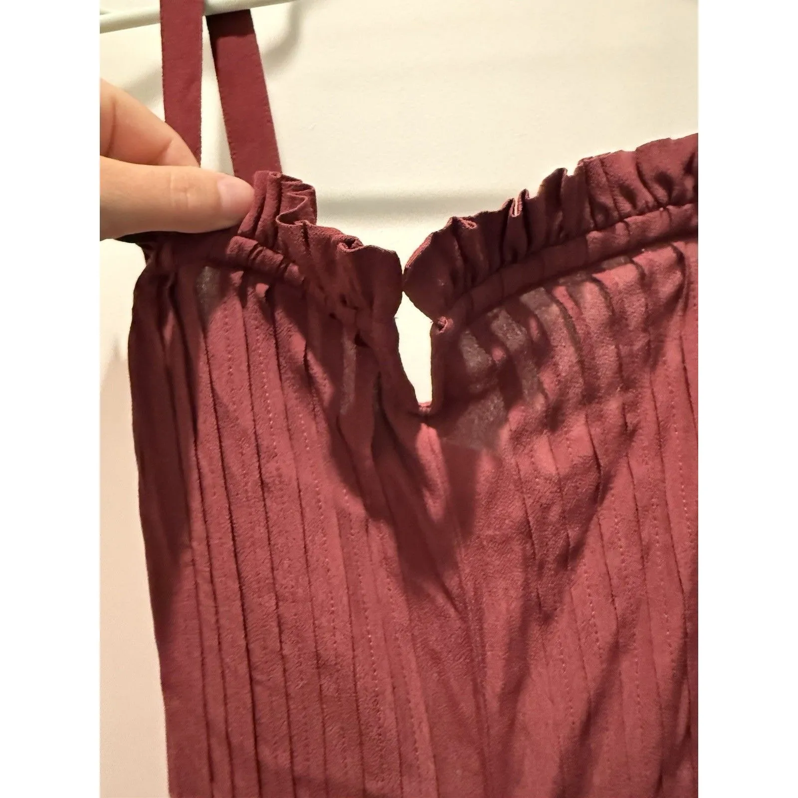 MADEWELL Burgundy Maroon Sleeveless Pintuck Cami Wide Leg Jumpsuit Womens 2 - Image 3