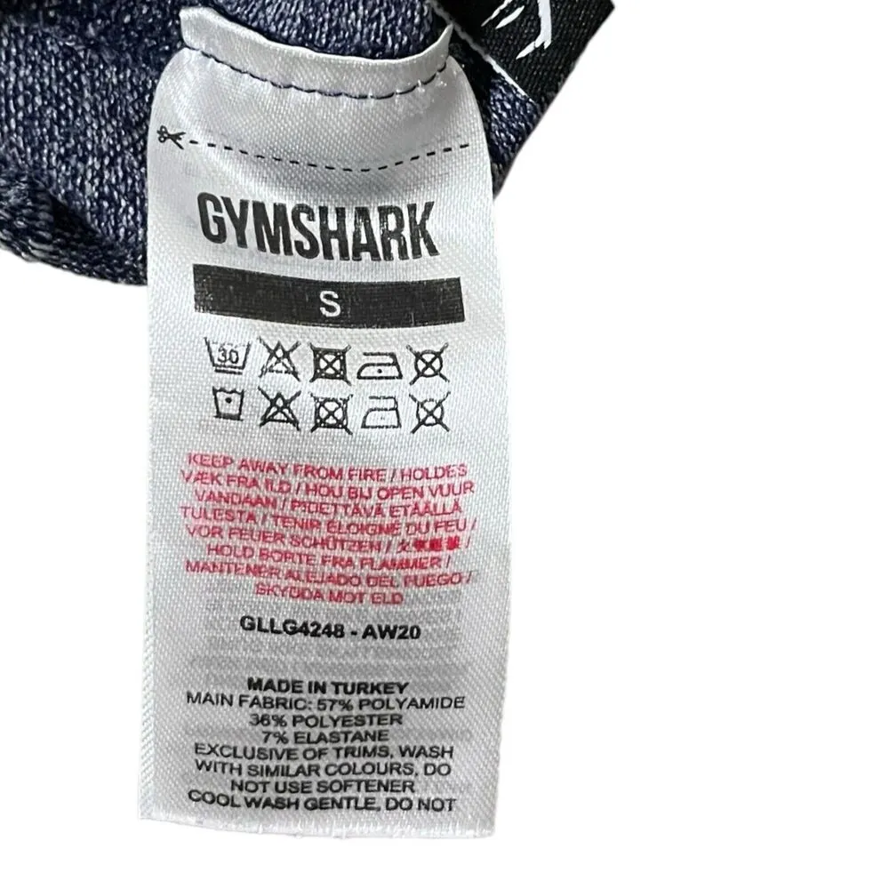 Gymshark Flex Womens Leggings Heather Navy High Rise Full Length Logo Size S - Image 11