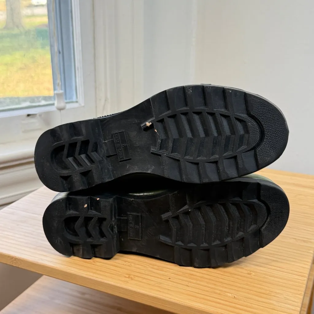 Rubber Tall Rain Boots Forest Green Wellies The Sak Peace Nature Womens Size 8 - Image 4