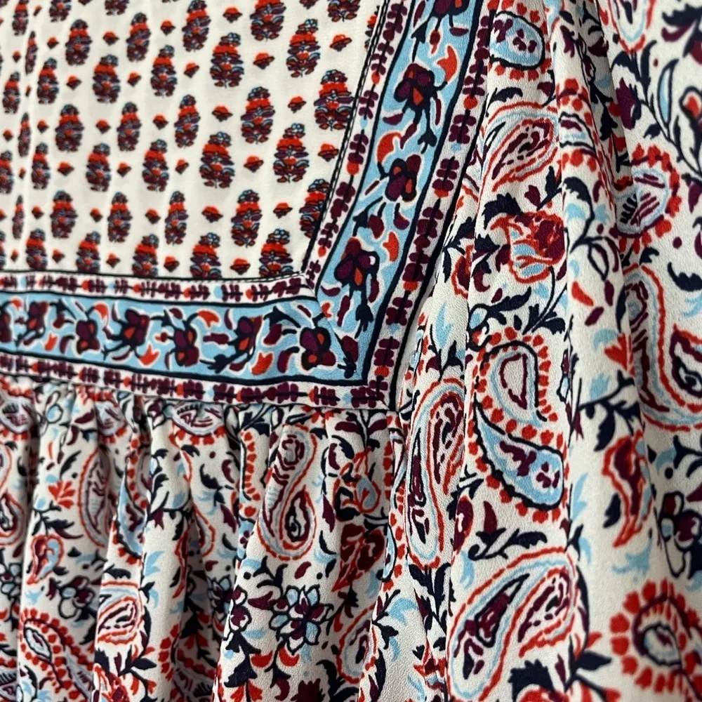 Gap Long Sleeve Boho Peasant Prairie Blouse Top ~ Ivory Frost Paisley ~ Size XS - Image 11