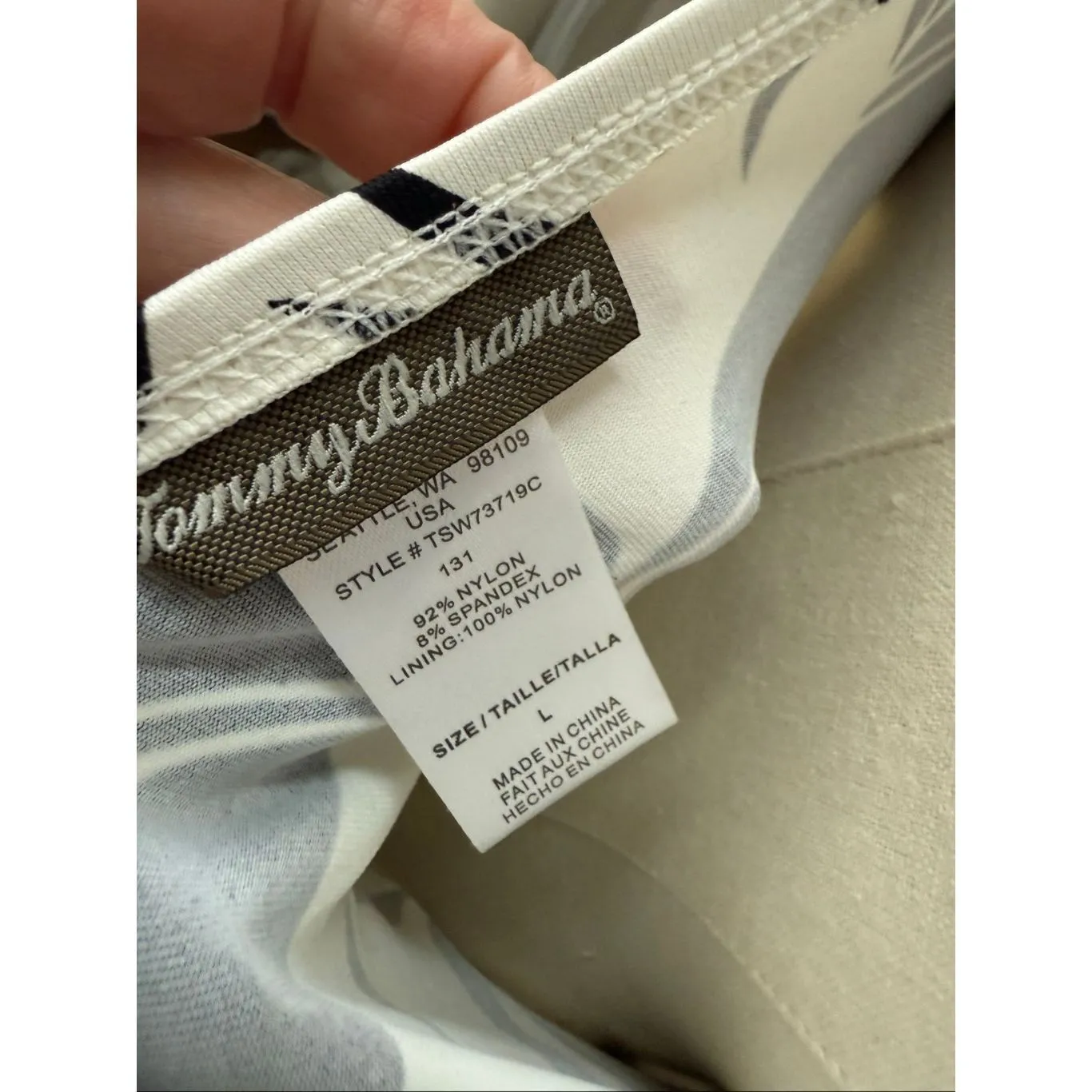 Tommy Bahama Swim Dress Halter Leopard Frond Print Black White $168 L - Image 5