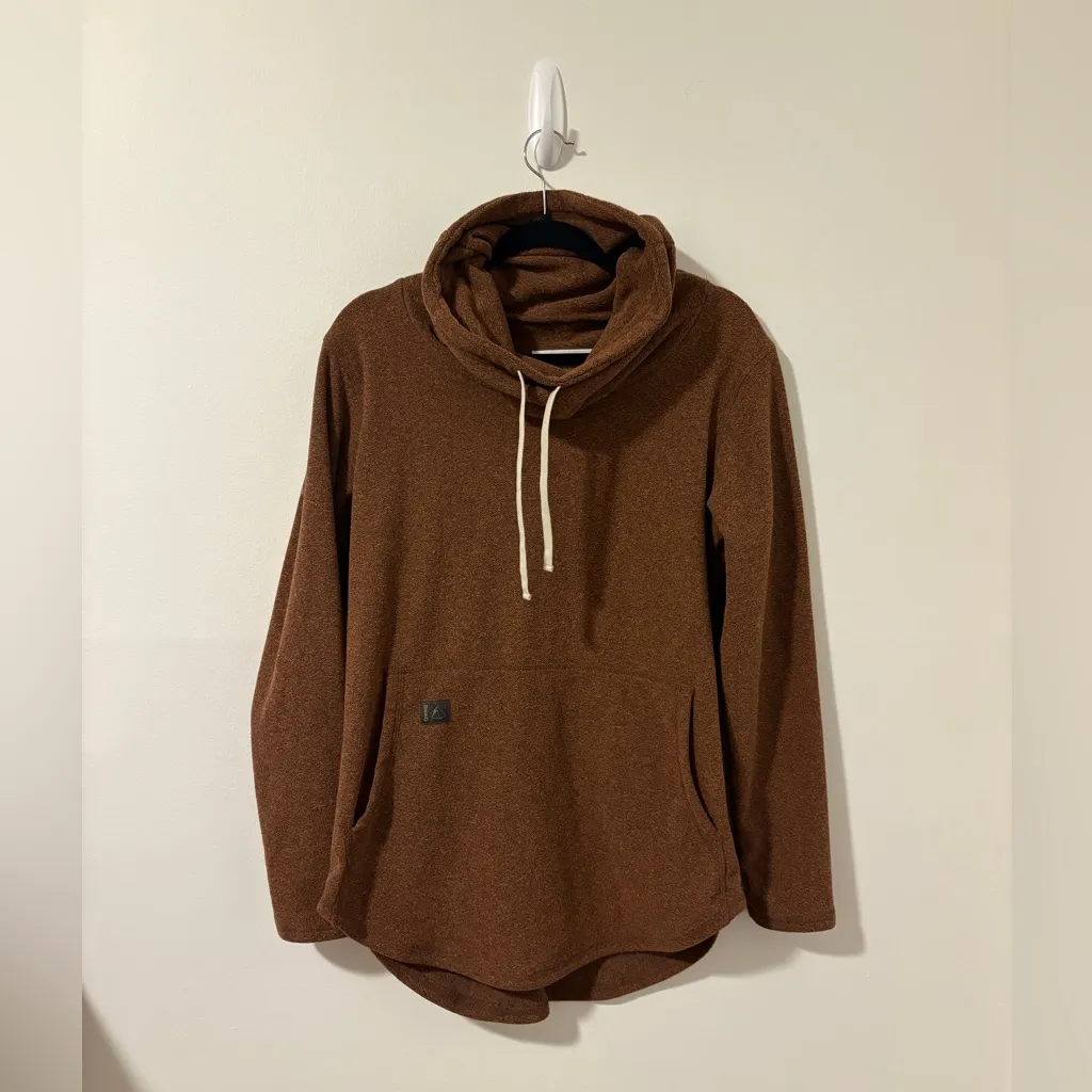 Deso Tallac Fleece Funnel Neck Pullover Large Brown - Image 2