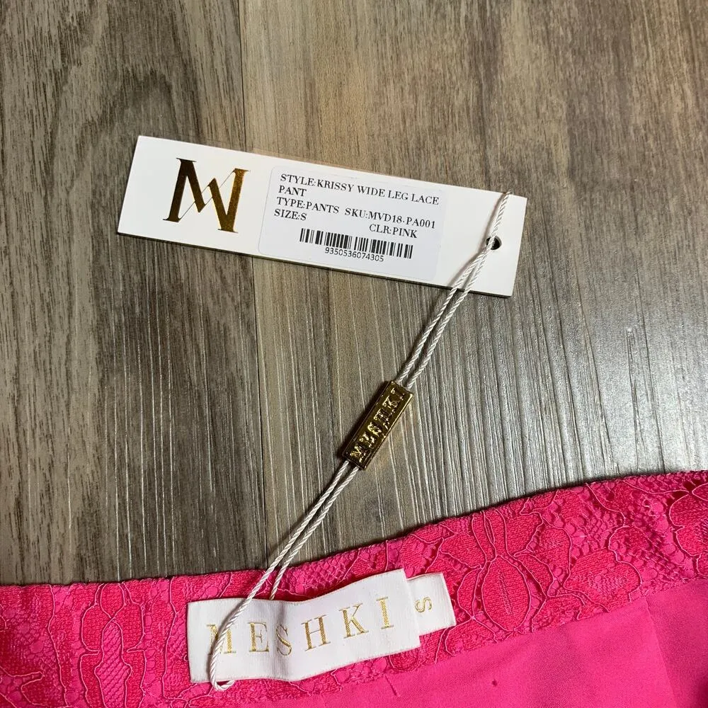 NWT Meshki Krissy High Rise Wide Flare Leg Lace Trouser Pant Pink Size Small - Image 6