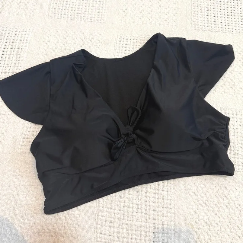 Torrid 3 wireless flutter sleeve faux tie keyhole swim top SW 2820 - Image 8