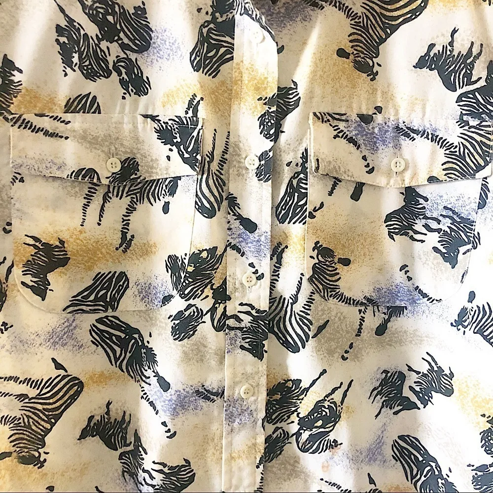 VTG Diane Von Furstenberg Zebra‎ Button Down Small - Image 3