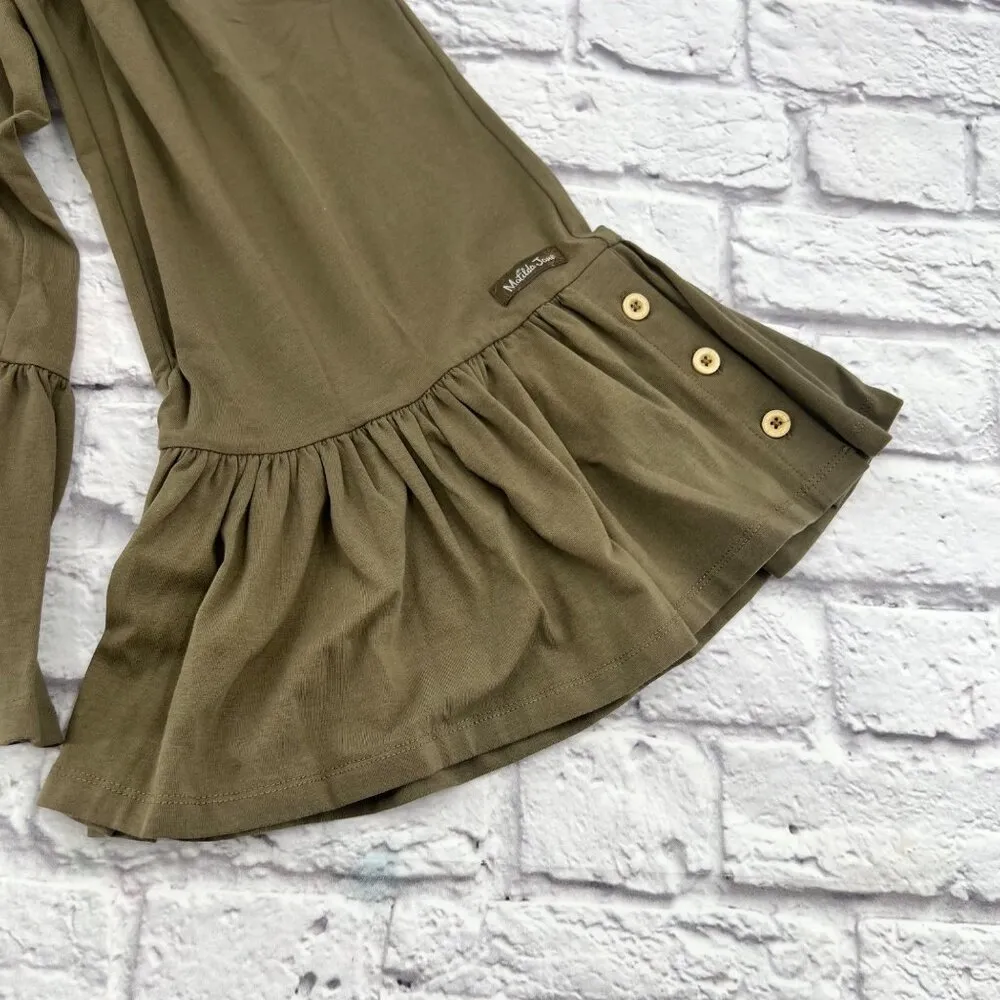 Matilda Jane Women's Big Ruffle Wide Leg Pants Tan Large Pull-On Stretch Comfort - Image 9