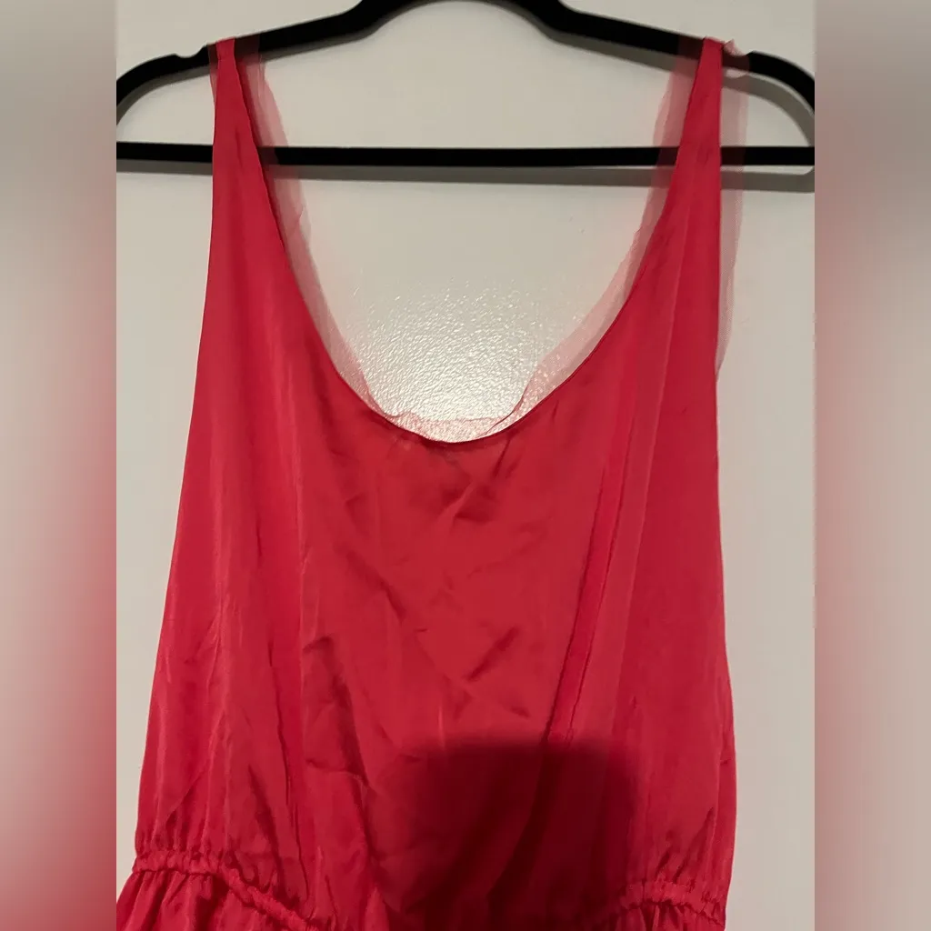 Free People Intimately Romper - Size Medium‎ Soft & Flowy Coral Color tulle trim - Image 4