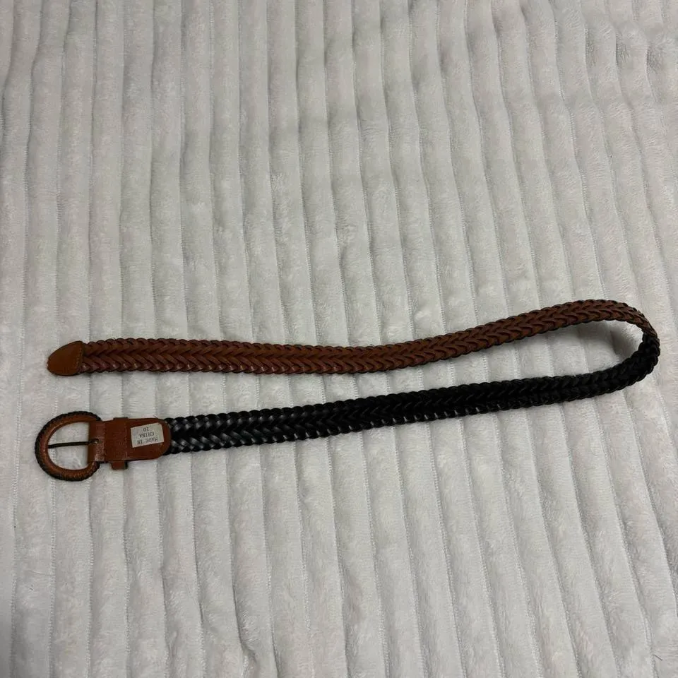 Braided Woven Leather Belt Brown - Image 6