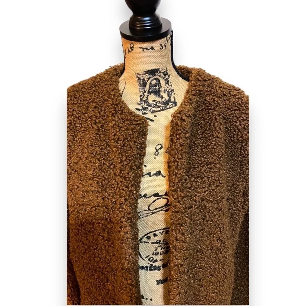 Teddy Jacket Coat Women’s Size Medium Brown Max Studio - Image 8