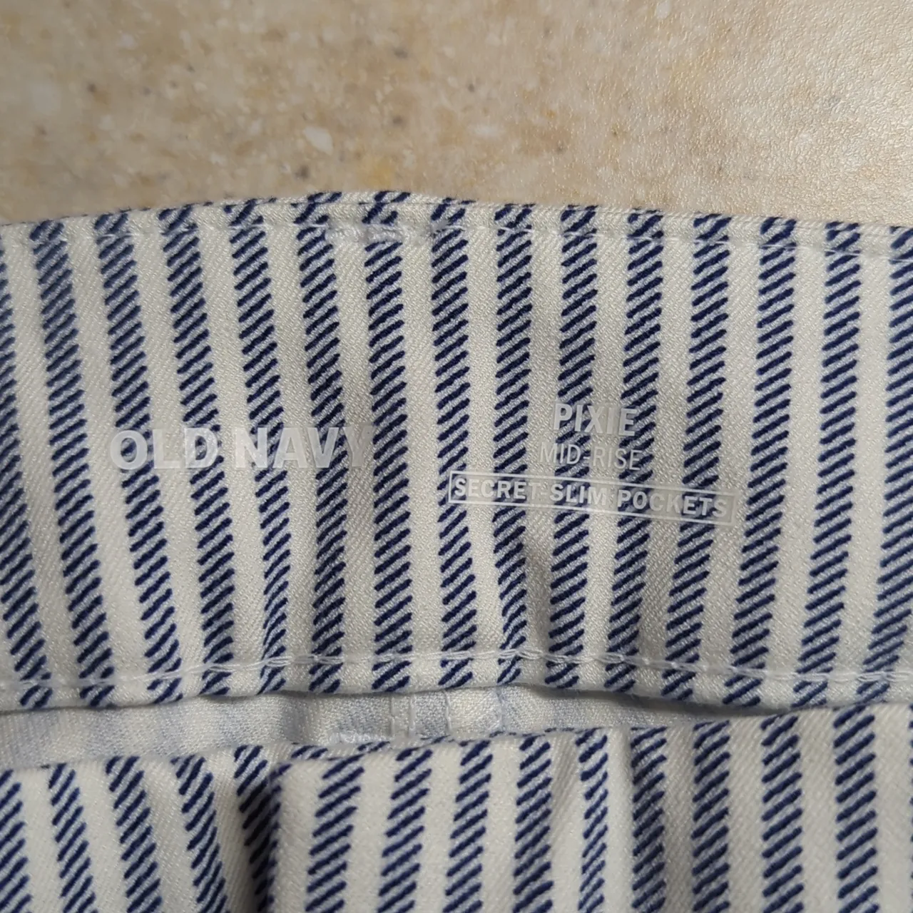 Old Navy Navy and White Striped Trousers - Image 4
