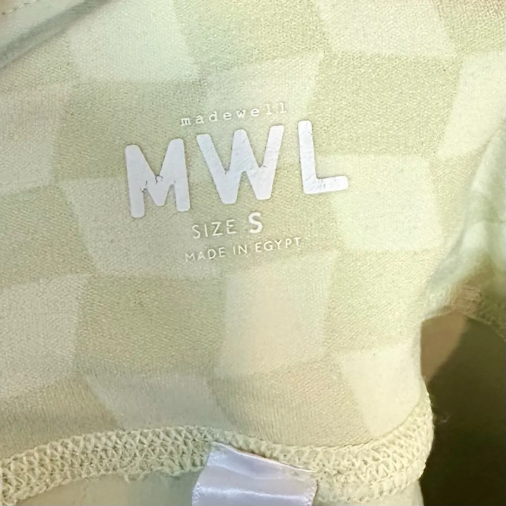 Madewell Flex Side-Slit Skirt in Light Green Checkerboard - Size: Small - Image 3