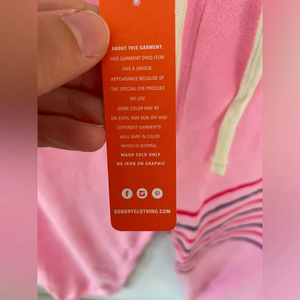 New SUNDRY Women's Stripes Sweatpants in Pigment Dyed Pink Neon size 3/L - Image 5