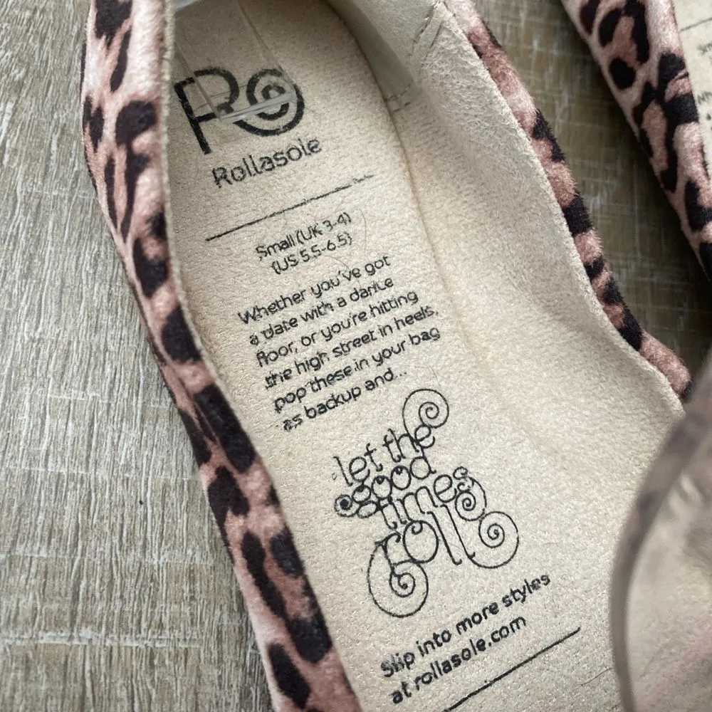 ROLLASOLE Into the Wild Leopard Print Flats Sm 5.5 6 6.5 Loafers Packable Travel Brown - Image 11