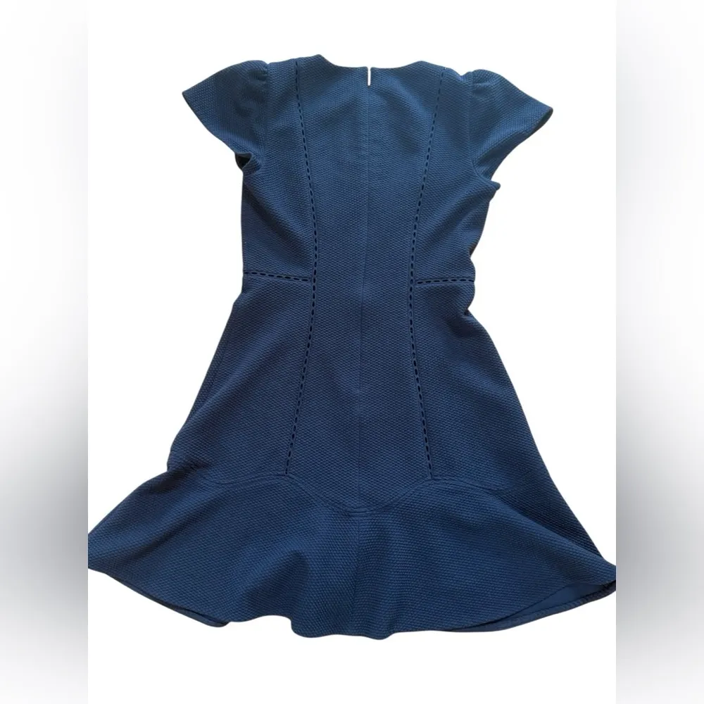 REBECCA TAYLOR TEXTURED STRETCH FIT & FLARE DRESS Black Size 6 - Image 7