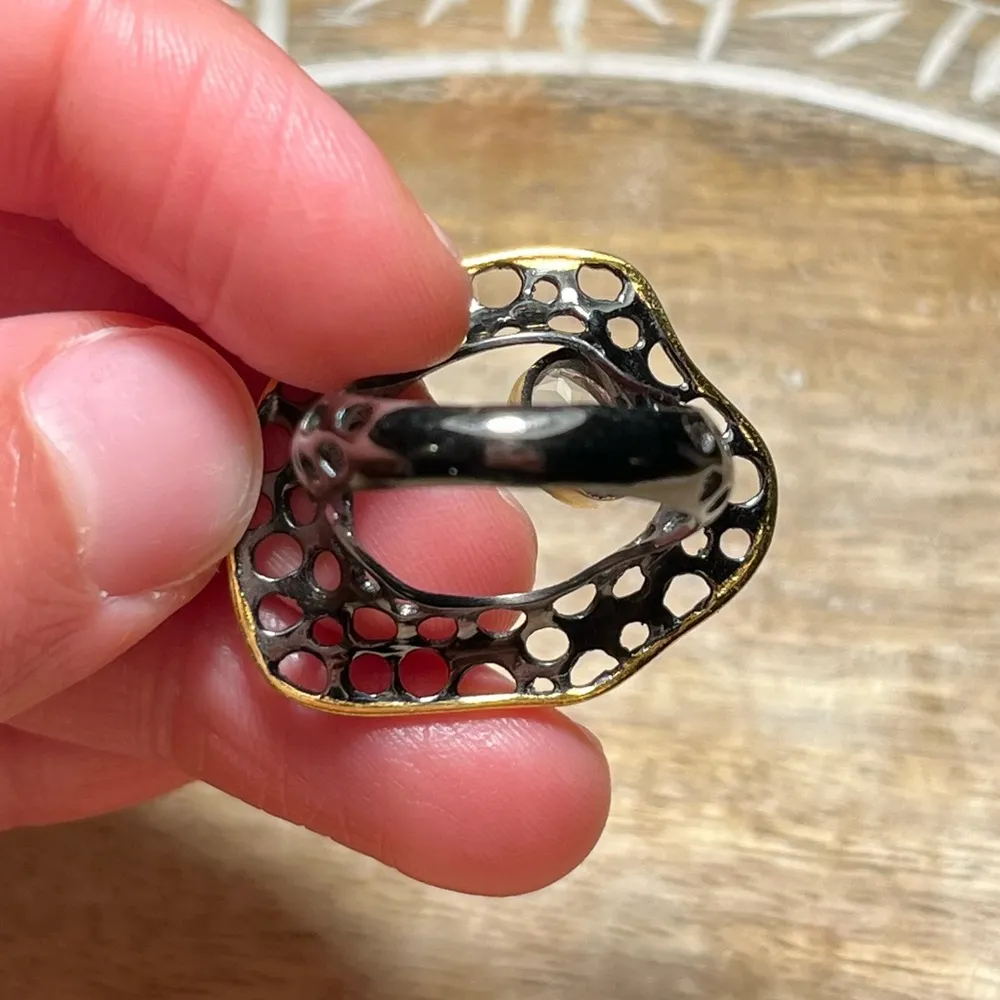 NWOT Black Rhodium 925 Sterling Silver Aquamarine Statement Ring - Image 8