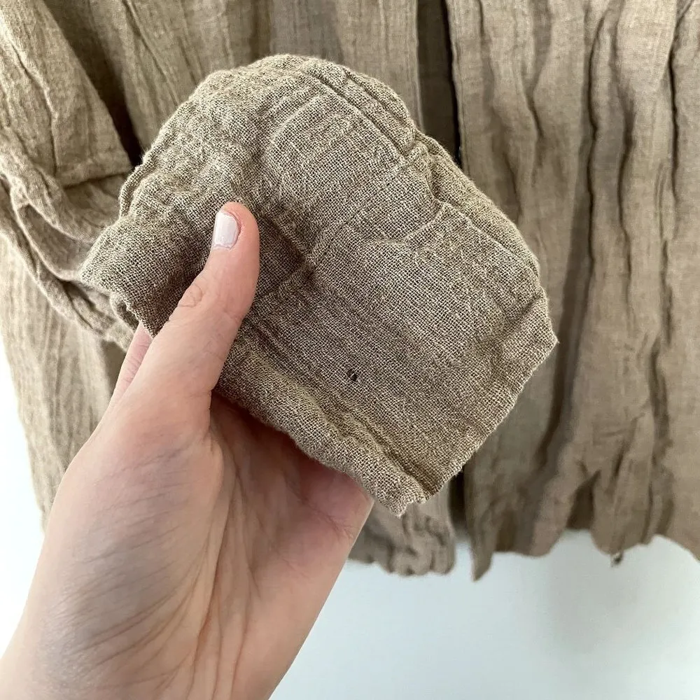 Lafayette 148 linen vintage beige brown jacket long sleeved shirt women size 22 - Image 4