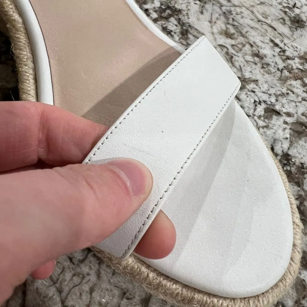 Stuart Weitzman Teddi Wedge Espadrille Sandal Size 10 White - Image 9