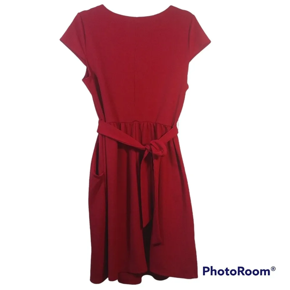 Paper Doll Red Cap Sleeve Dress Waist tie Size 1X - Image 2
