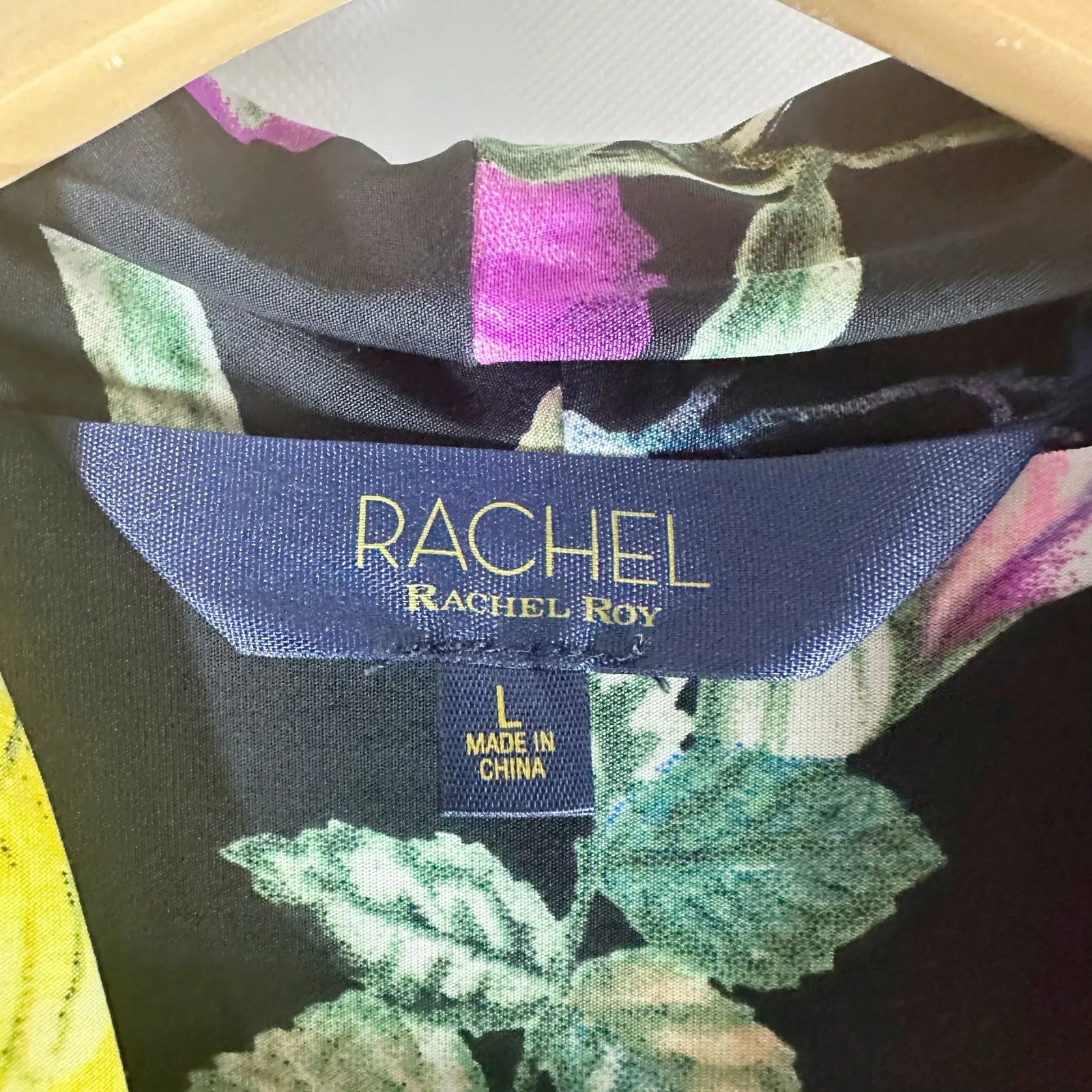 RACHEL Rachel Roy Bret Jersey Dark Floral Dress Size Large Stretch - Image 3