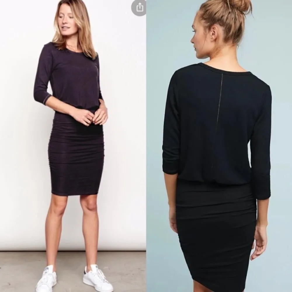 Sundry Ruched Bodycon Dress in Black Casual Travel Stretchy Minimalist Size XS‎ - Image 12