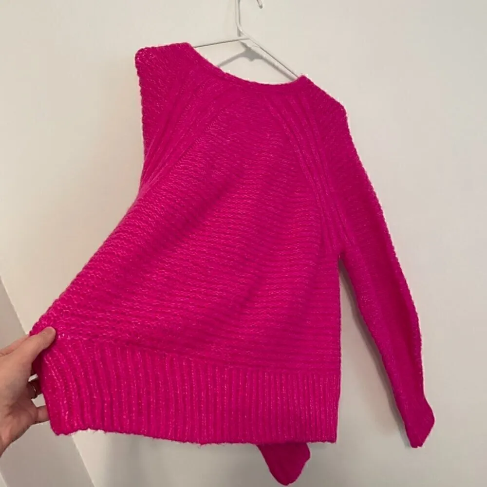 Universal Threads UNIVERSAL THREAD Balloon Sleeve V-Neck Pullover Sweater Neon Hot Pink Chunky S - Image 10