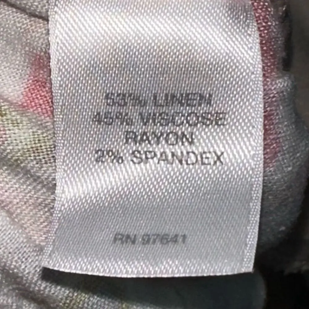 J. Jill Pants Floral Watercolor Linen Blend Crop Skinny Fit Pants Pink - Image 8