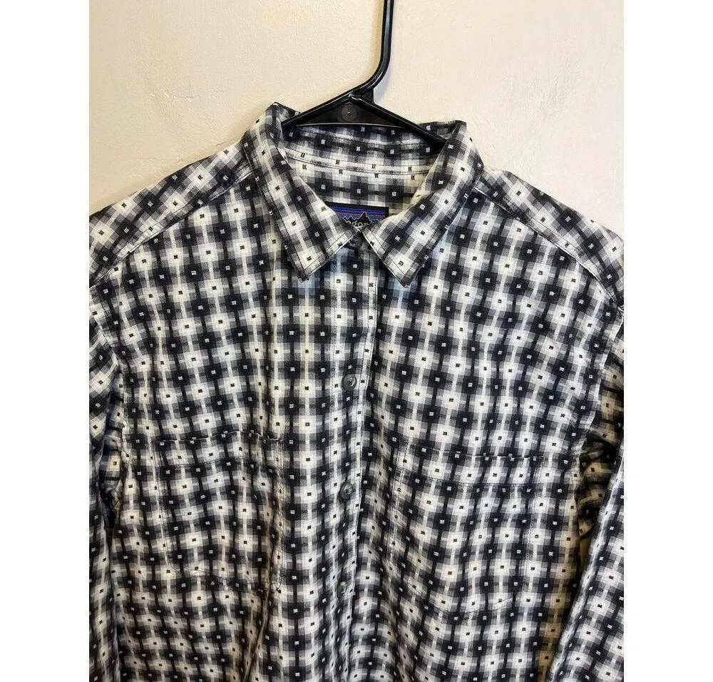 Women's Patagonia Organic Pima Cotton Button Up Collared Plaid Shirt Medium - Image 7