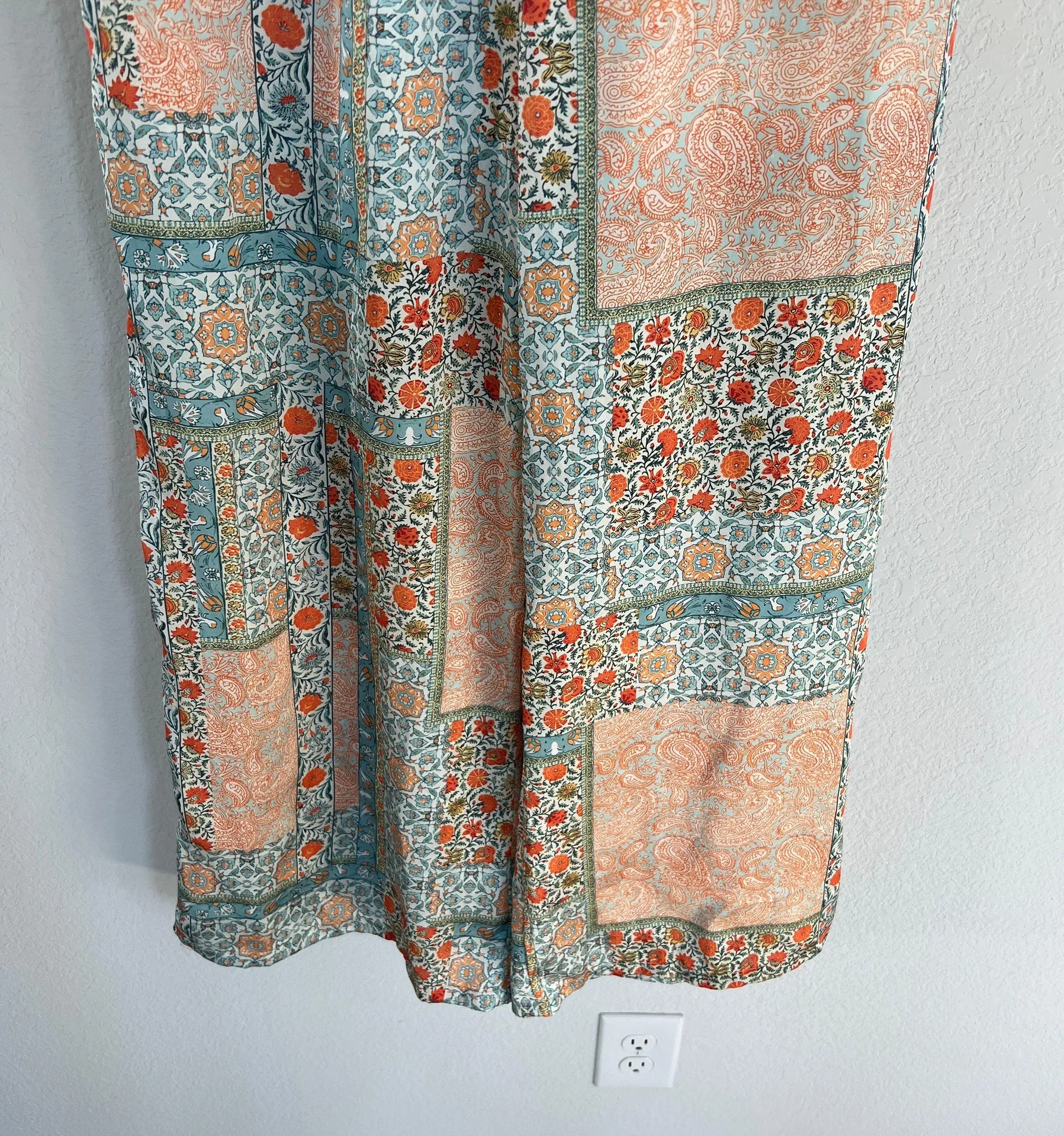 Dra  Patchwork Wide Leg Satin Pants Italian Girl Summer Size Small - Image 3