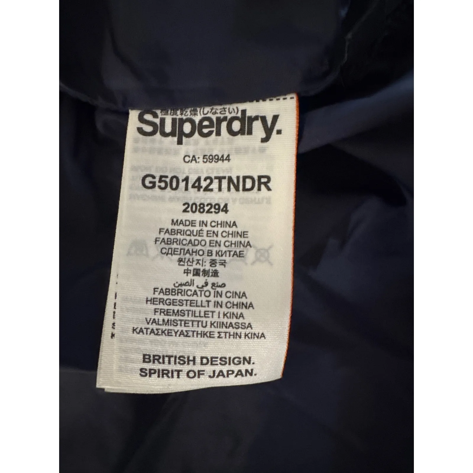 Superdry Fuji Puffer Jacket Women's Blue Quilted Hooded Full Zip XS NWOT - Image 8