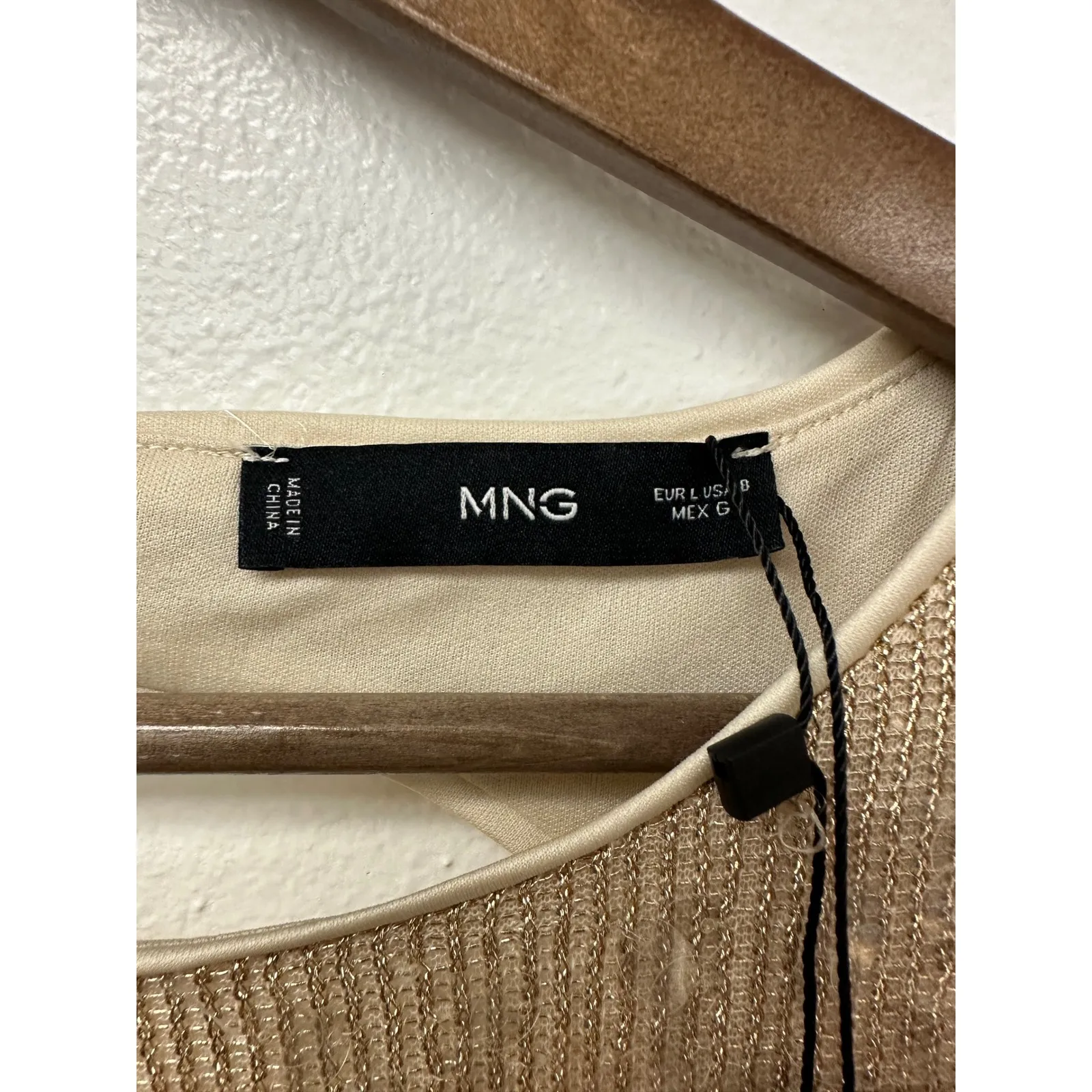 Mango Scoop Back Sequin Midi Dress Gold Size 8 - Image 6