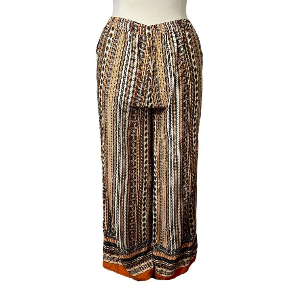 Love Wish Maternity Pants Wide Leg Palazzo Drawstring Waist Orange Multi Size XL - Image 4