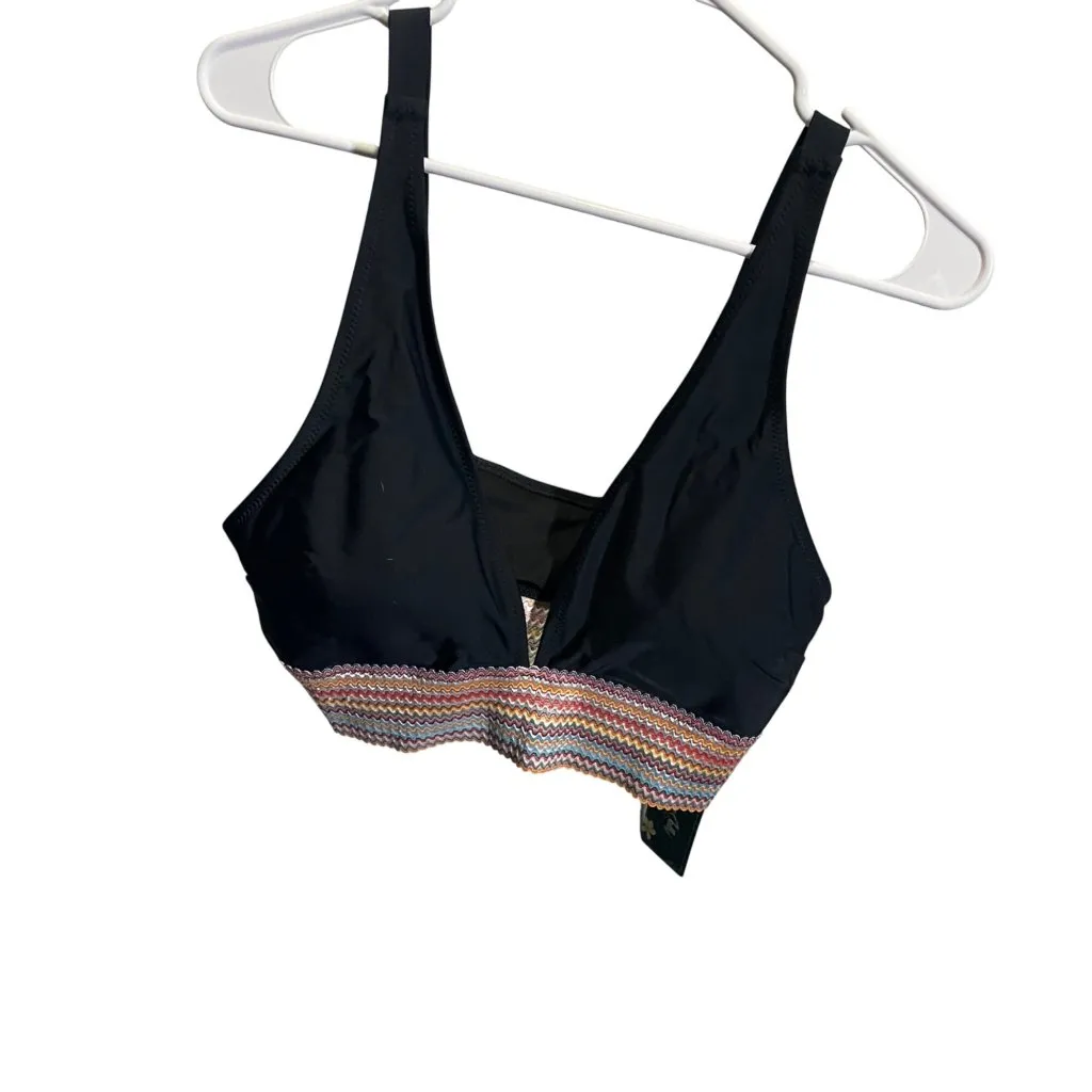 Blooming Jelly Womens swimsuit top L Black Multicolor Zigzag Band Adjustable - Image 2