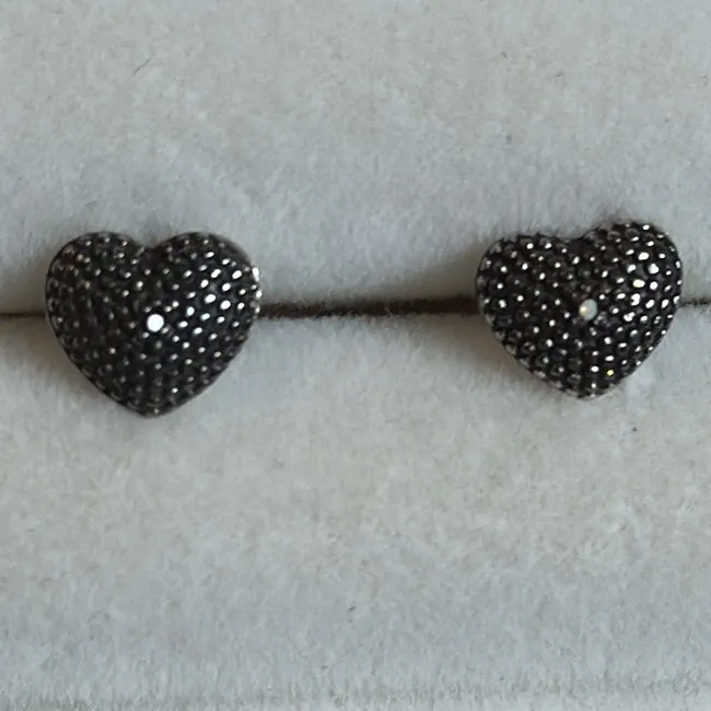 D’Joy 925 Sterling Silver Heart Stud Earnings Pierced - Image 2