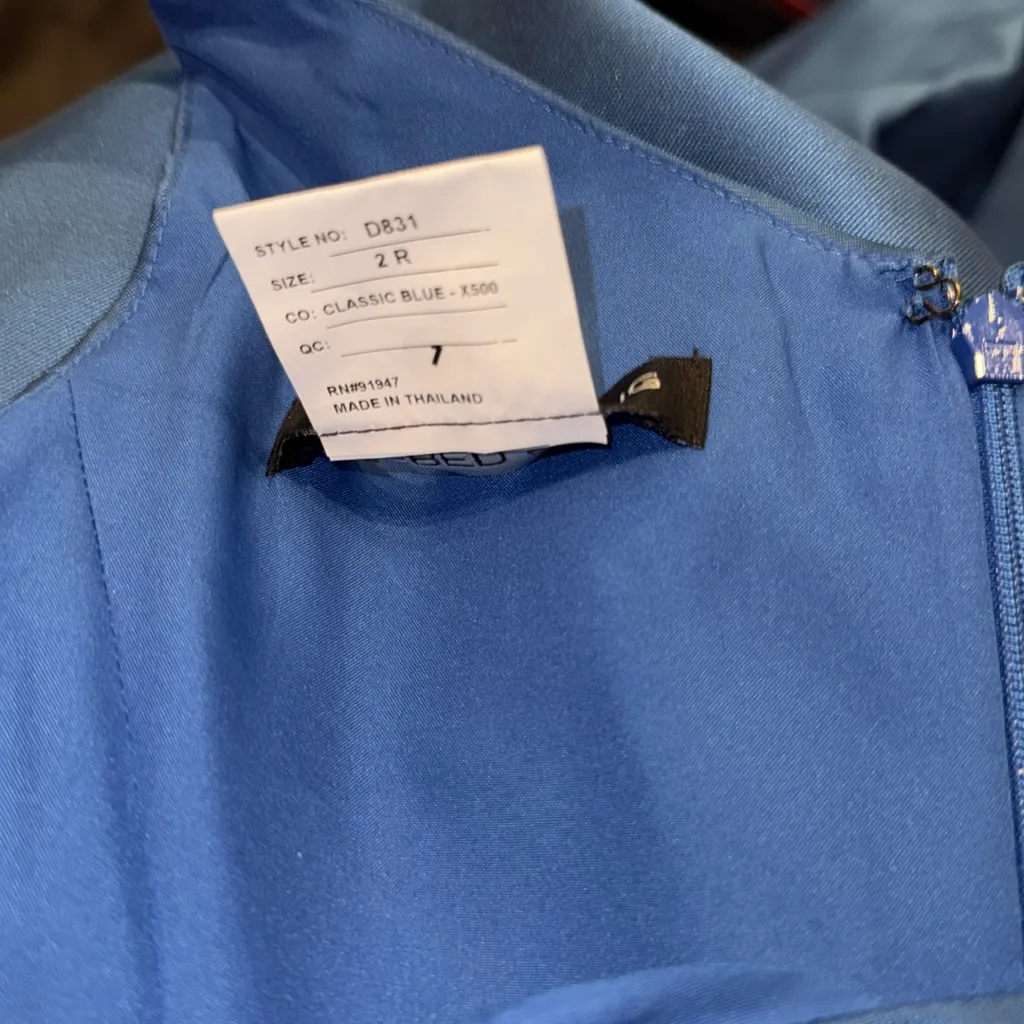 NEW ALFRED SUNG Strapless Satin Classic High Low Hem Dress D831 Blue sz US 2 - Image 5