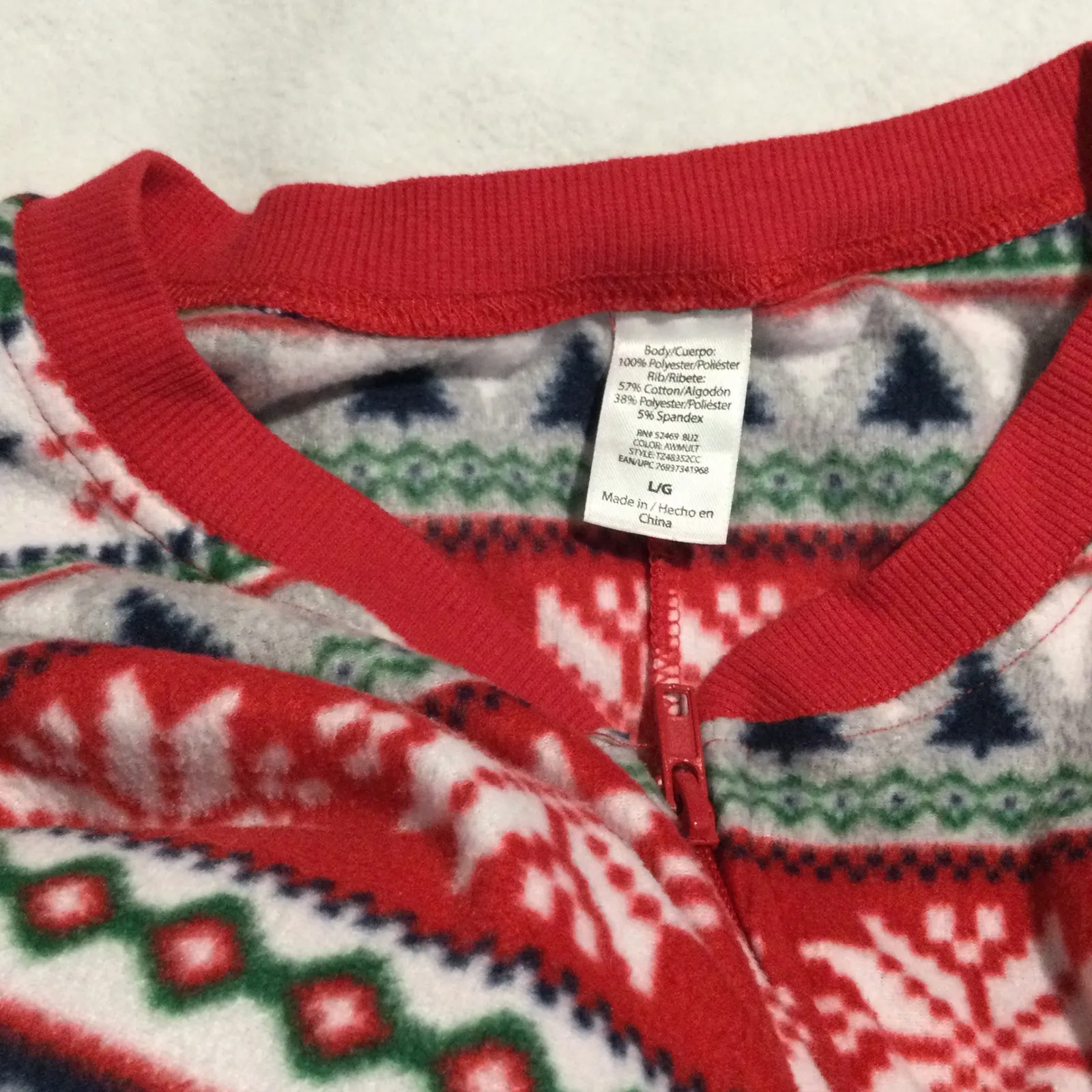 Christmas Snowflake Fair Isle Fleece Footed Pajamas One Piece Jumpsuit Womens L Red Size L - Image 7