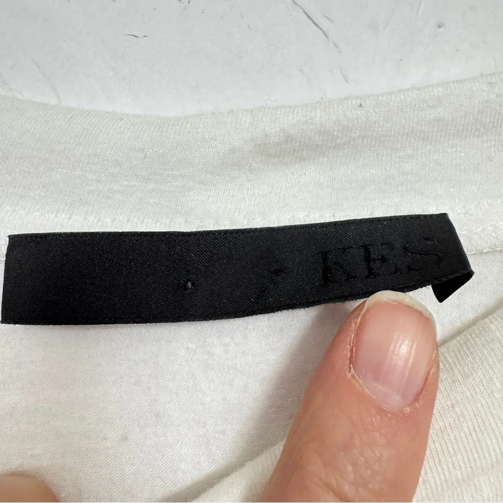 Kes White Linen Silk Short Sleeve Tee Shirt Womens S Lagenlook Closet Staple Top - Image 2