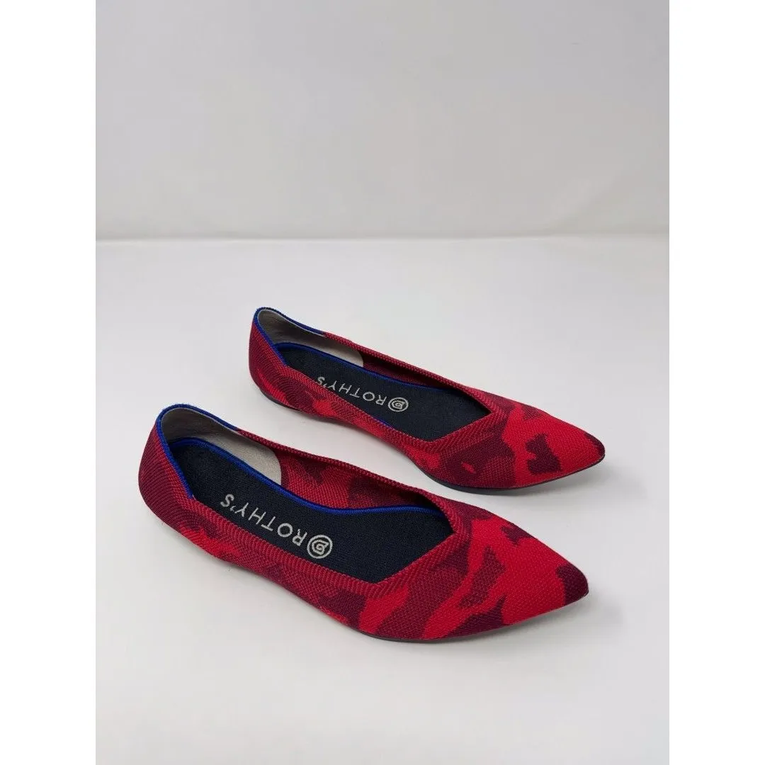Rothys The Point Womens Ballet Flats Red Camouflage Slip On Loafer Comfort US 10 - Image 3