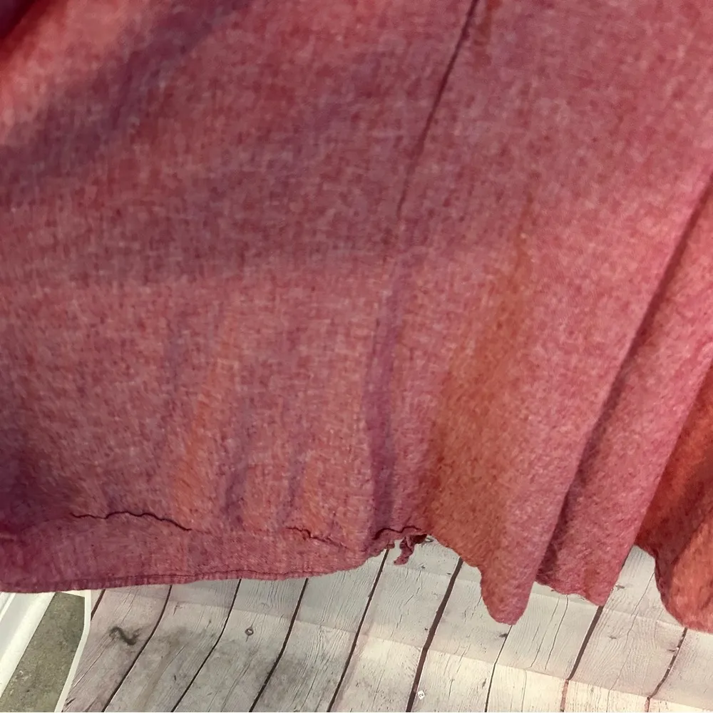 Christopher & Banks Vintage red grannycore linen blend pinafore dress 10 petite - Image 6