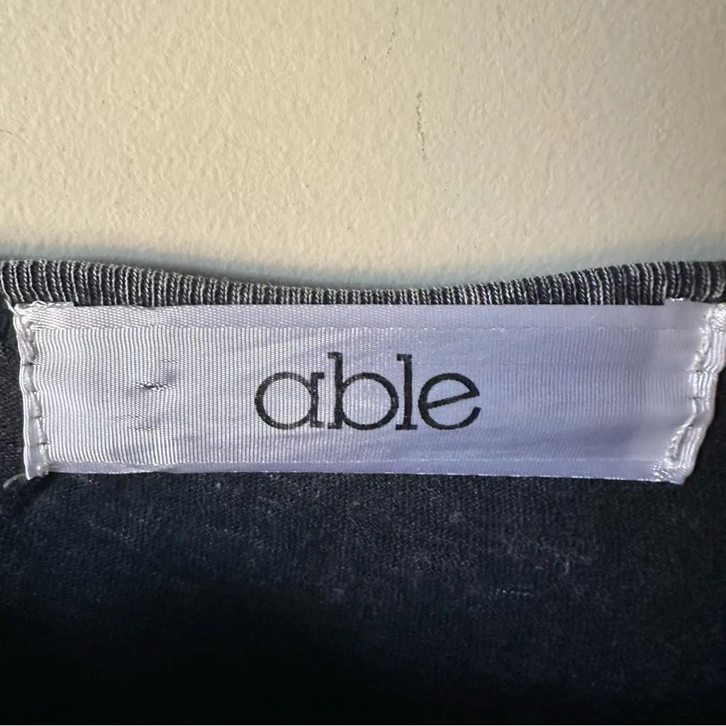 Able Mineral Wash Black Long Sleeve Top Floral Sleeve Details Med Lightweight - Image 2