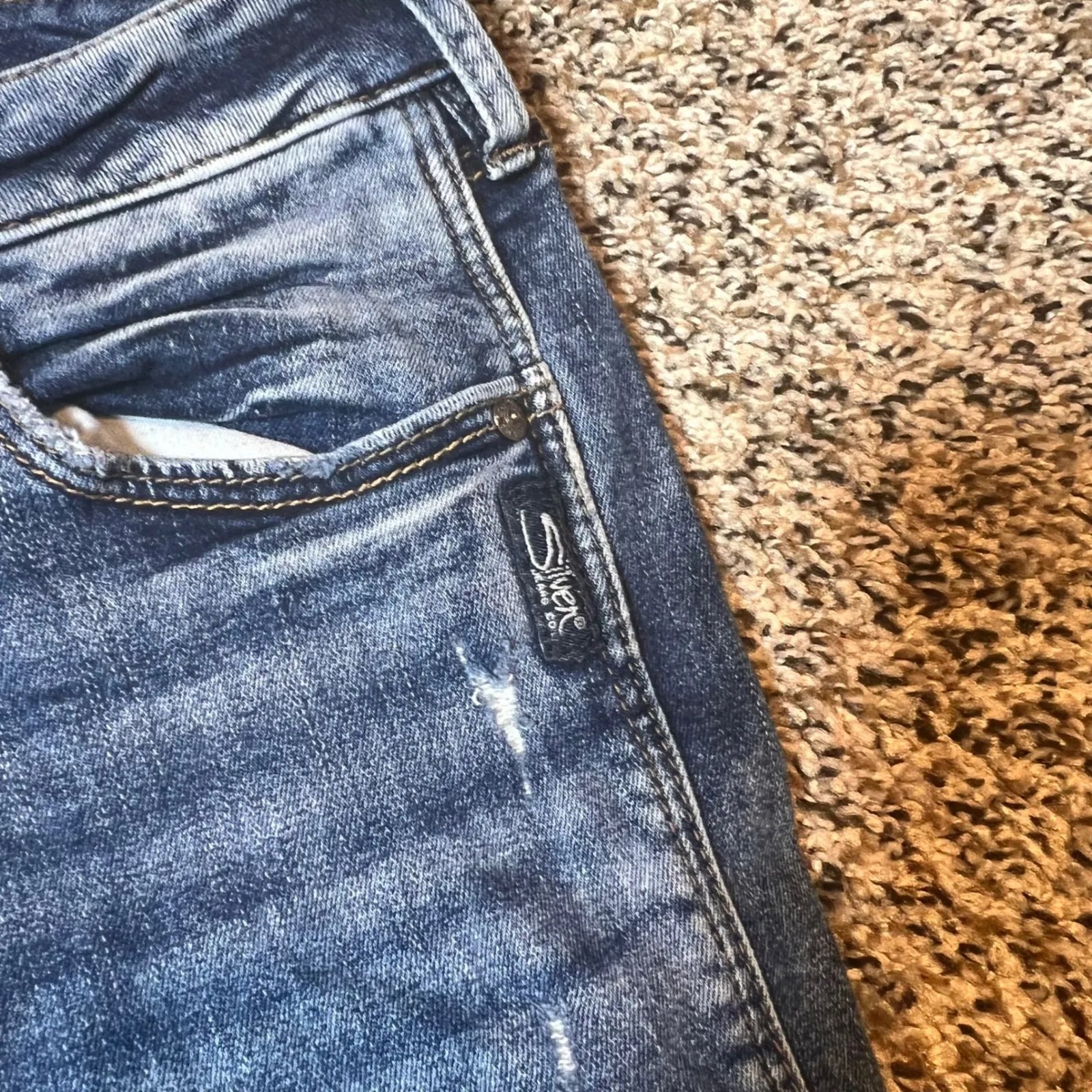 Silver Jeans Avery Ankle Skinny Distressed Blue Wash‎ Denim Jeans W28 L27 - Image 3