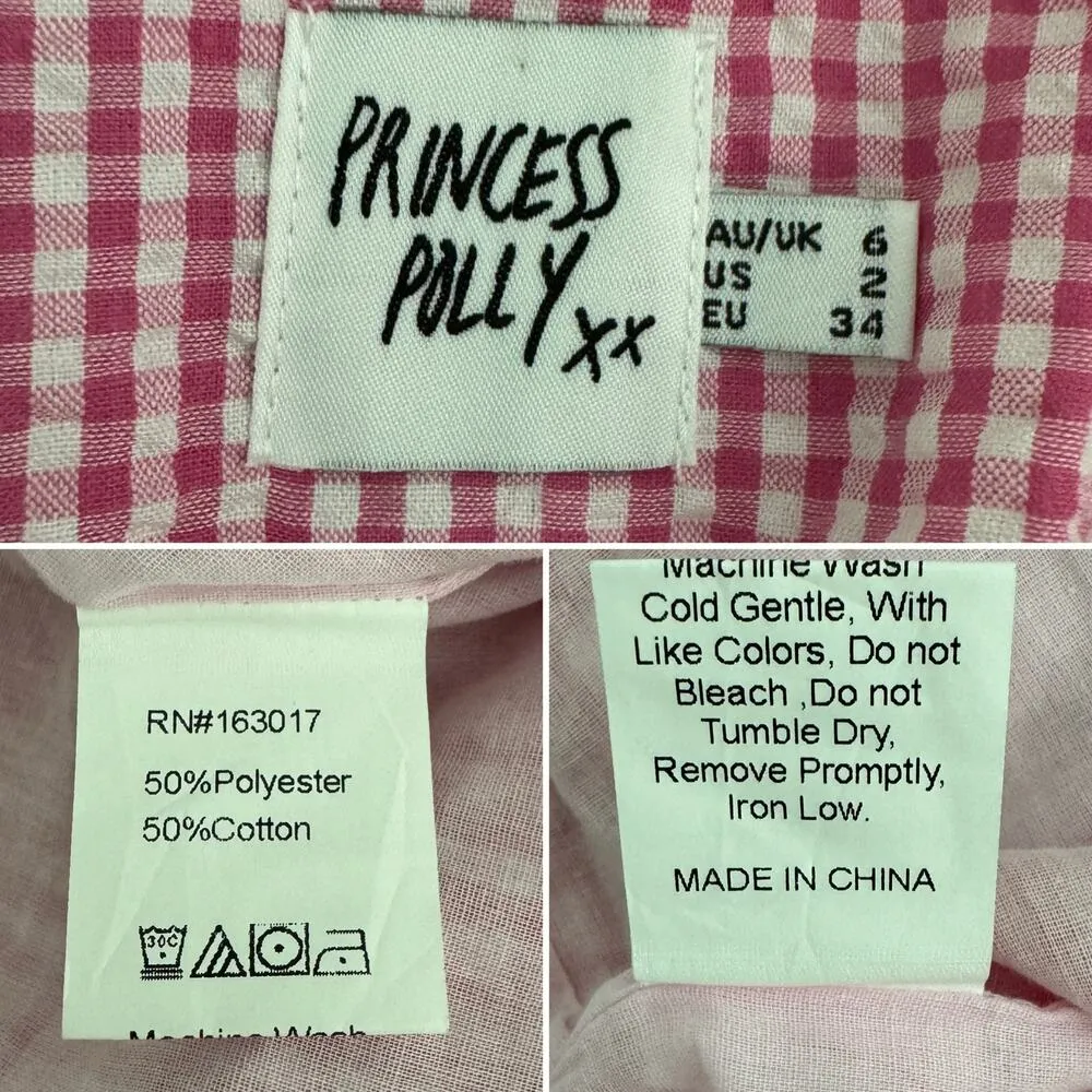 Princess Polly  pink gingham check seersucker patchwork blazer jacket size 2 - Image 4