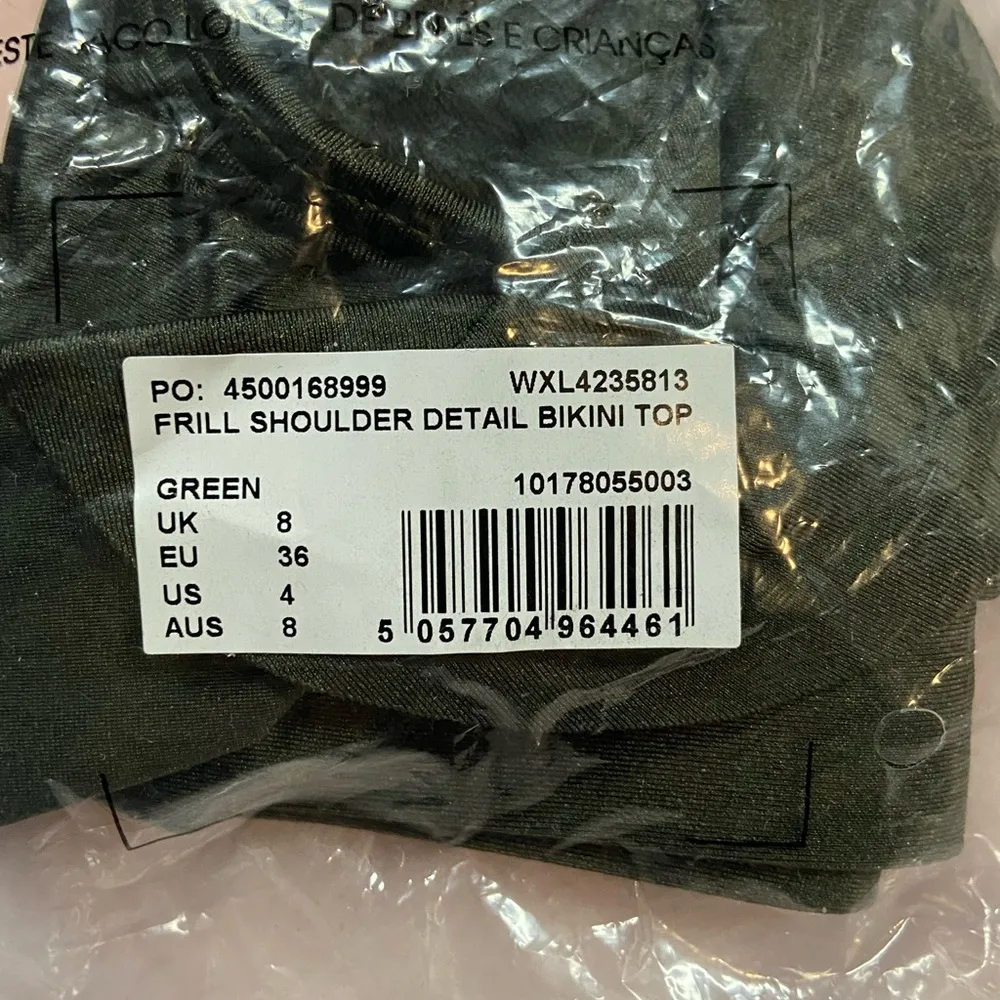 Misguided Olive Shoulder Detail Bikini Top Size 4 NWT top only - Image 2